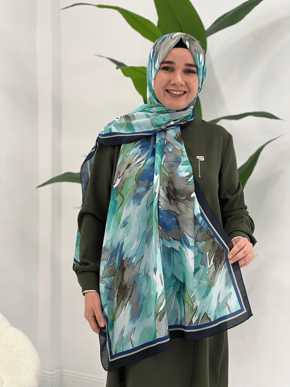 Yeşil Desenli Şal