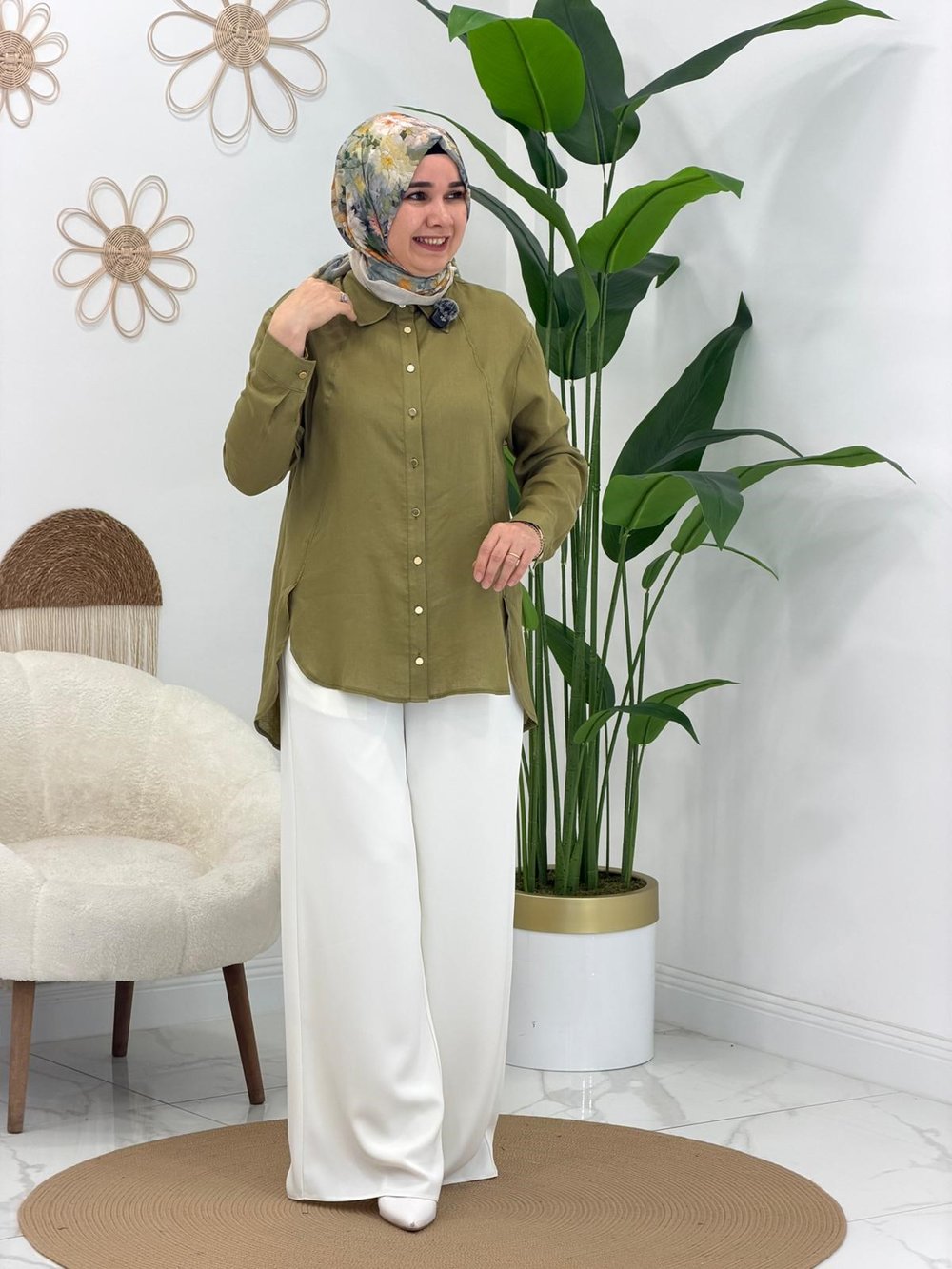 Yeşil Düğmeli Tunik
