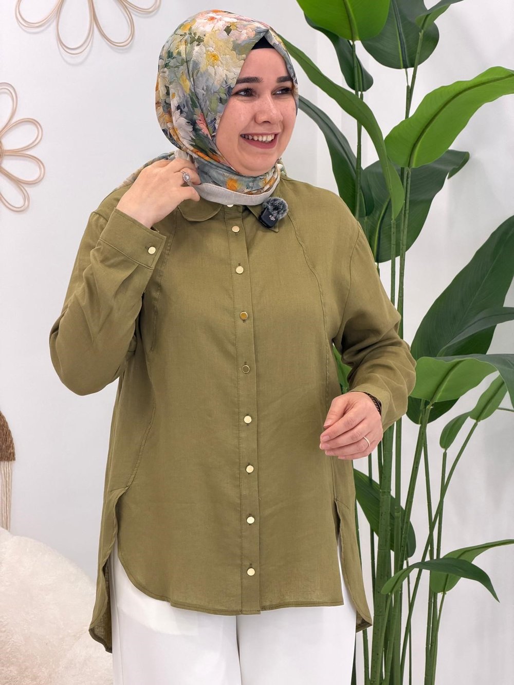 Yeşil Düğmeli Tunik