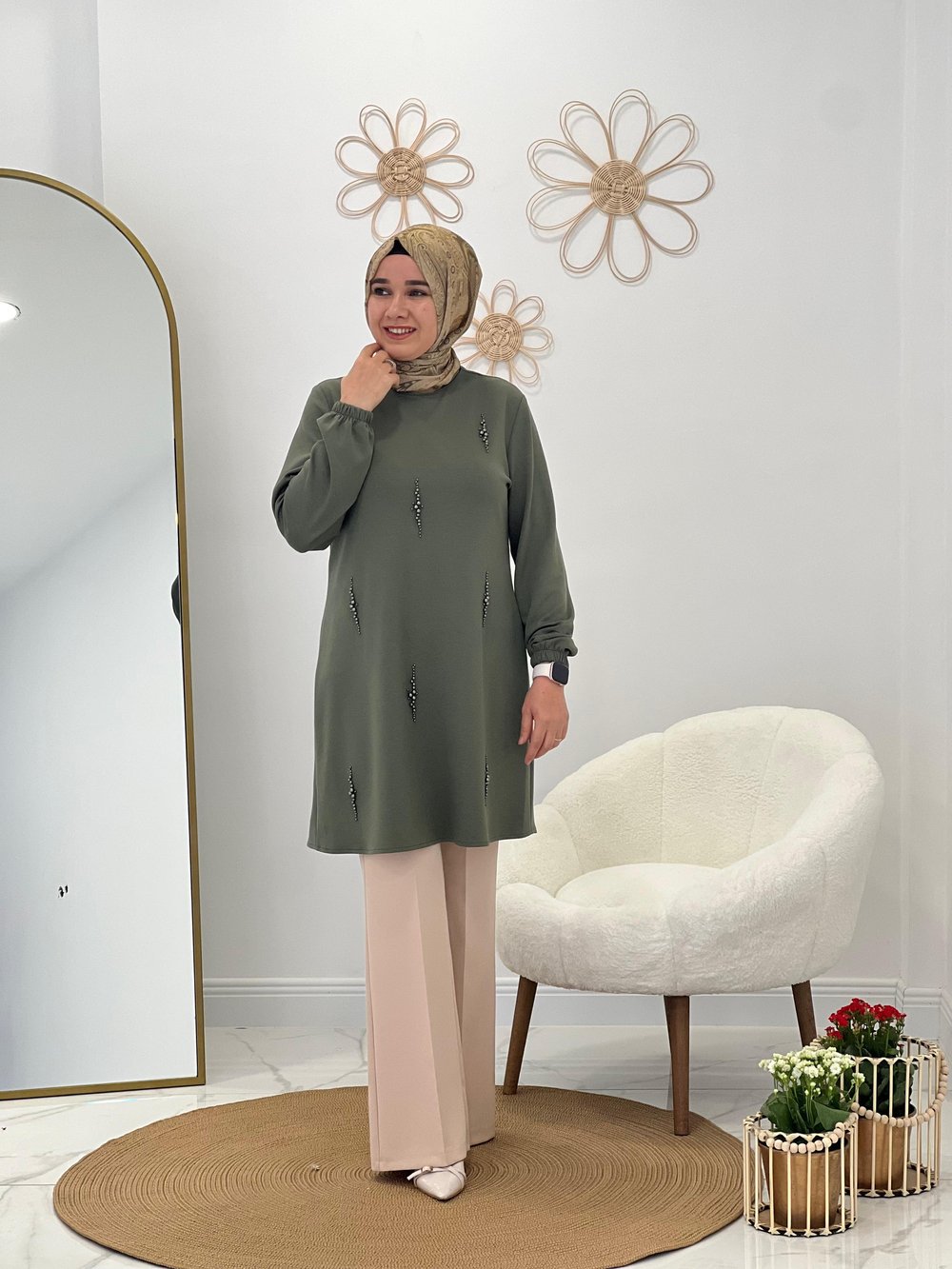 Yeşil İncili Tunik