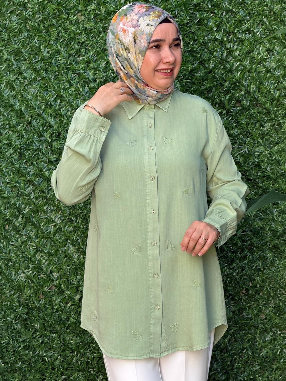 Yeşil Kalpli Tunik