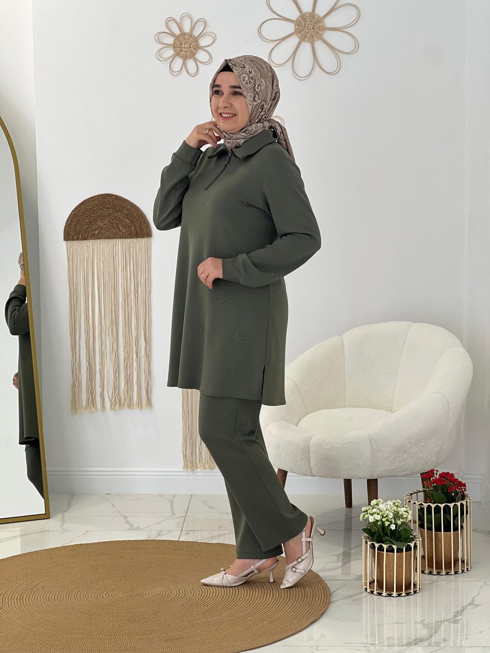 Yeşil Modal Taşlı Takım
