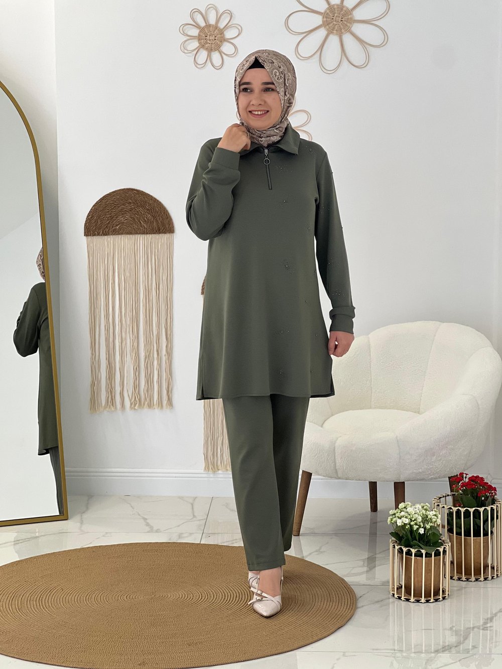 Yeşil Modal Taşlı Takım