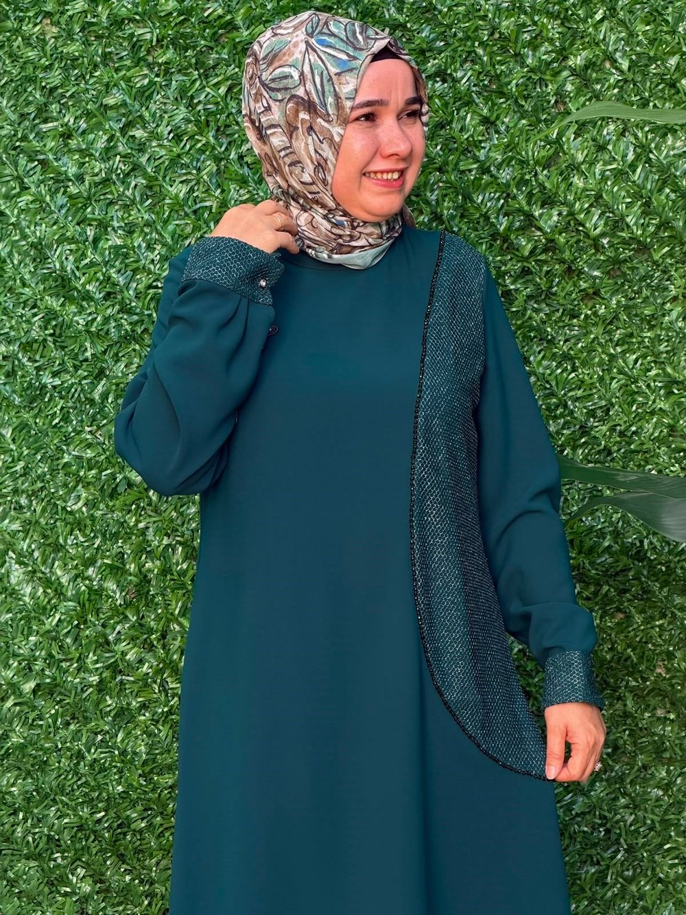Yeşil Pırlanta Detaylı Tunik