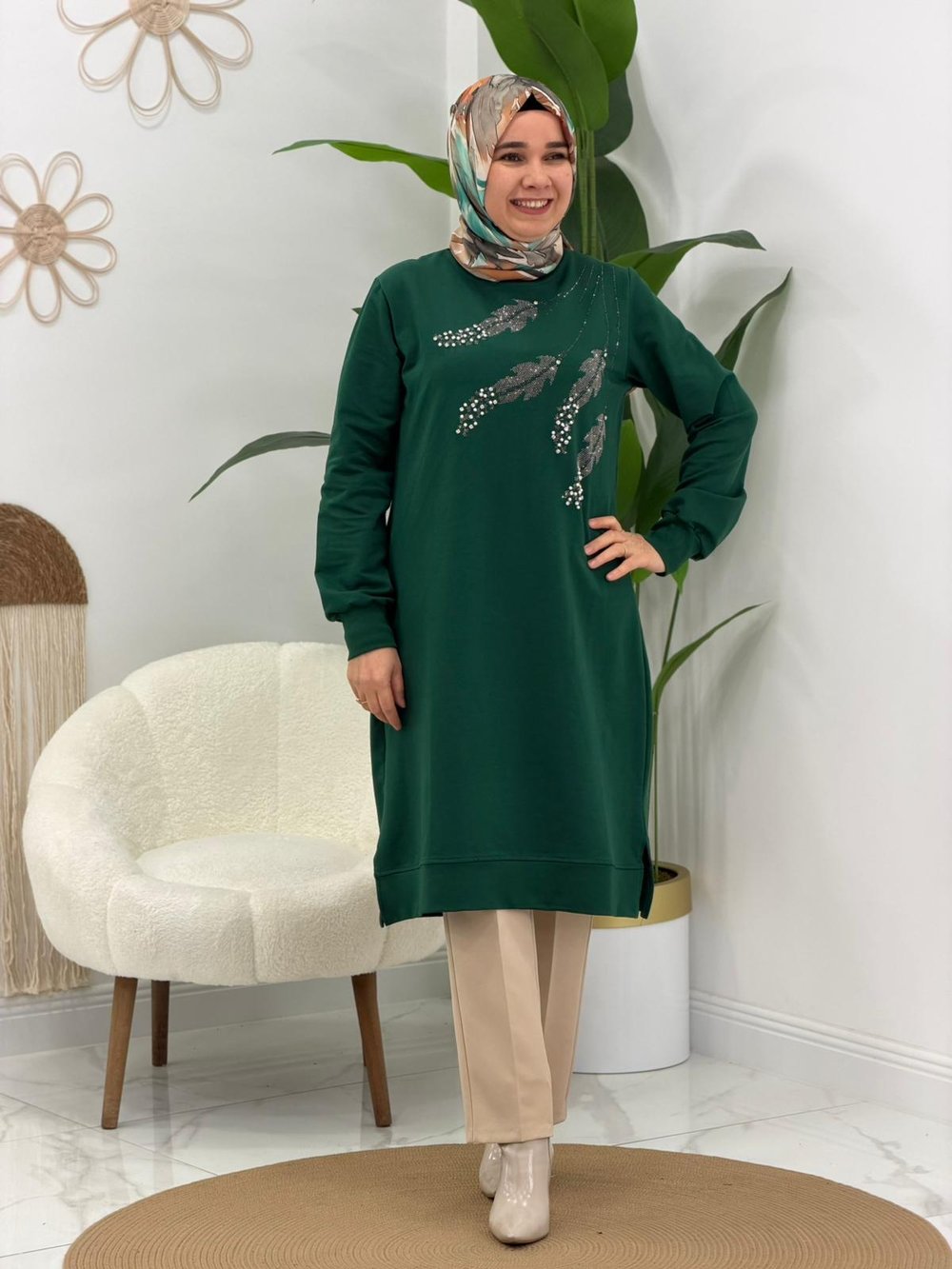 Yeşil Taşlı Tunik