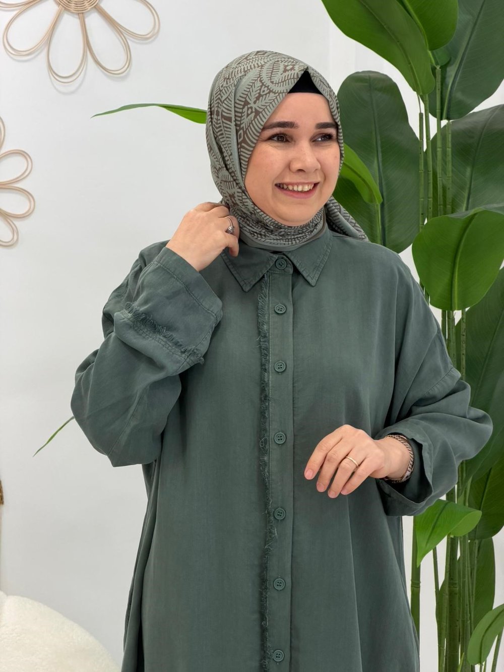 Yeşil Yonga Uzun  Tunik