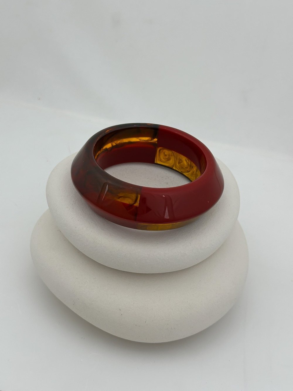 Bordo Kahve Renkli Kemik Model İki Renk Kelepçe Bileklik (6.5 Cm)