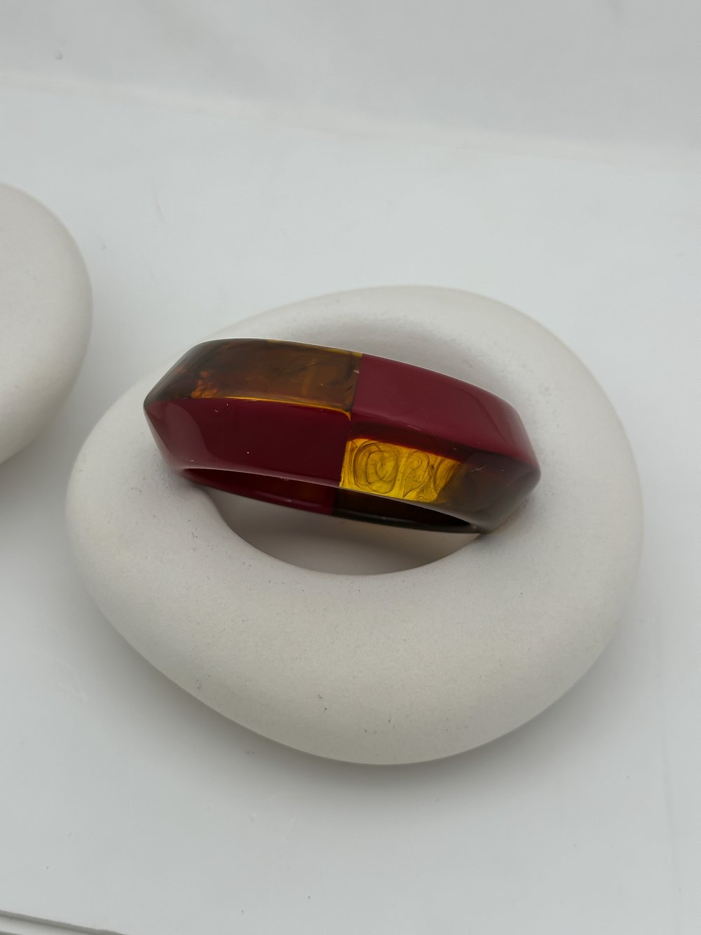 Bordo Kahve Renkli Kemik Model İki Renk Kelepçe Bileklik (6.5 Cm)