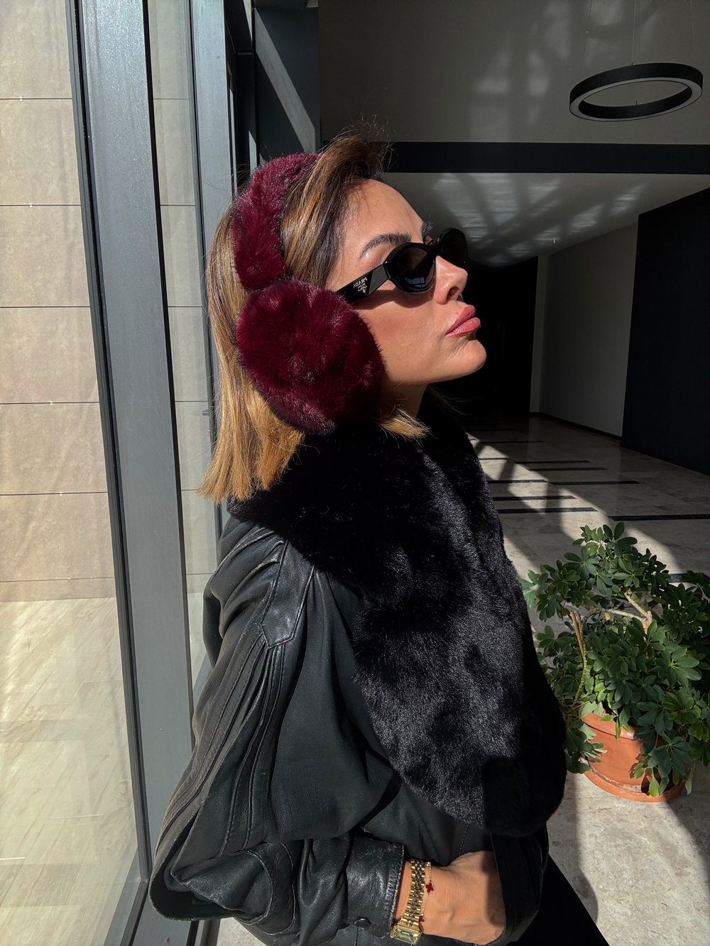 Bordo Peluş Kulaklık