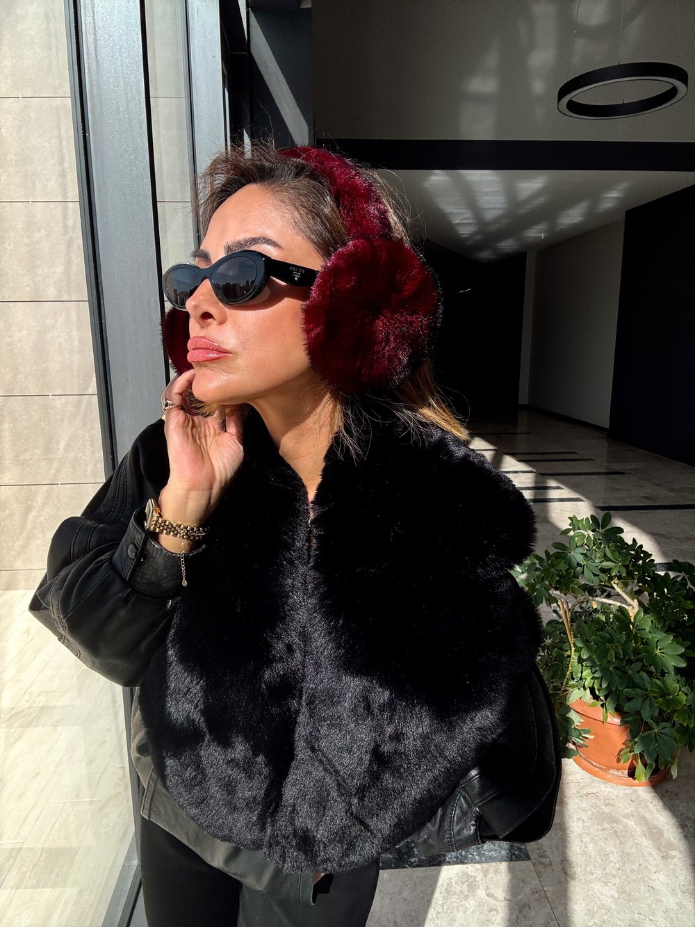 Bordo Peluş Kulaklık