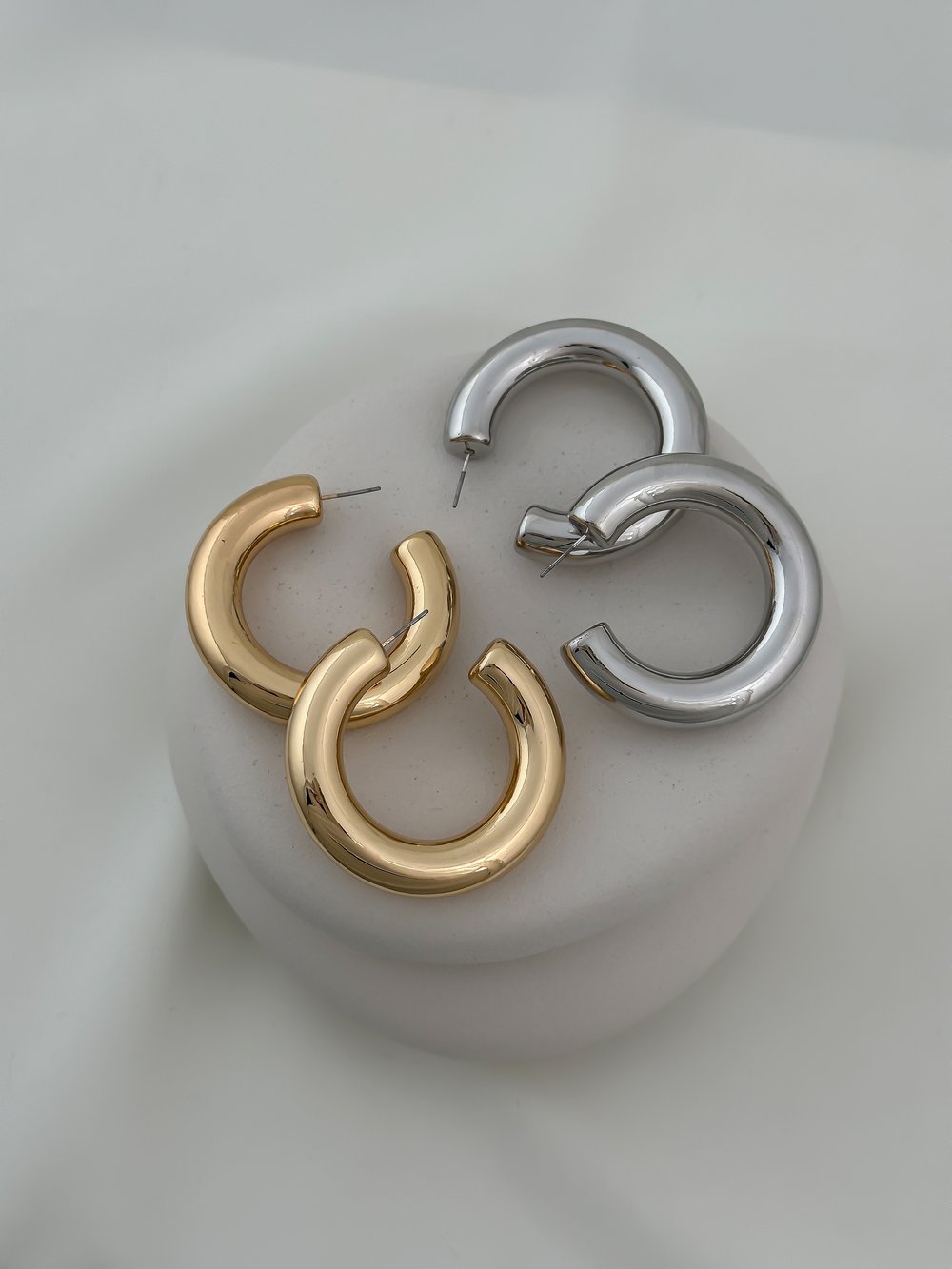 Boru Plaka C Model Halka Küpe (Dış Çapı 4 Cm)