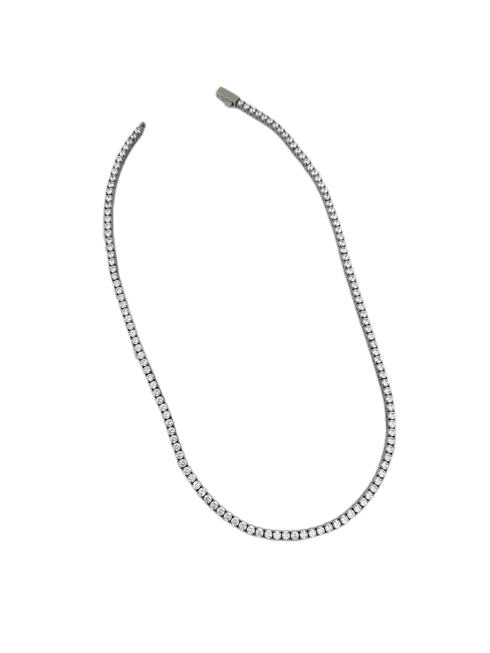 Çelik Gümüş Renk 2 MM Zirkon Taşlı Su Yolu Kolye ( 46 Cm )
