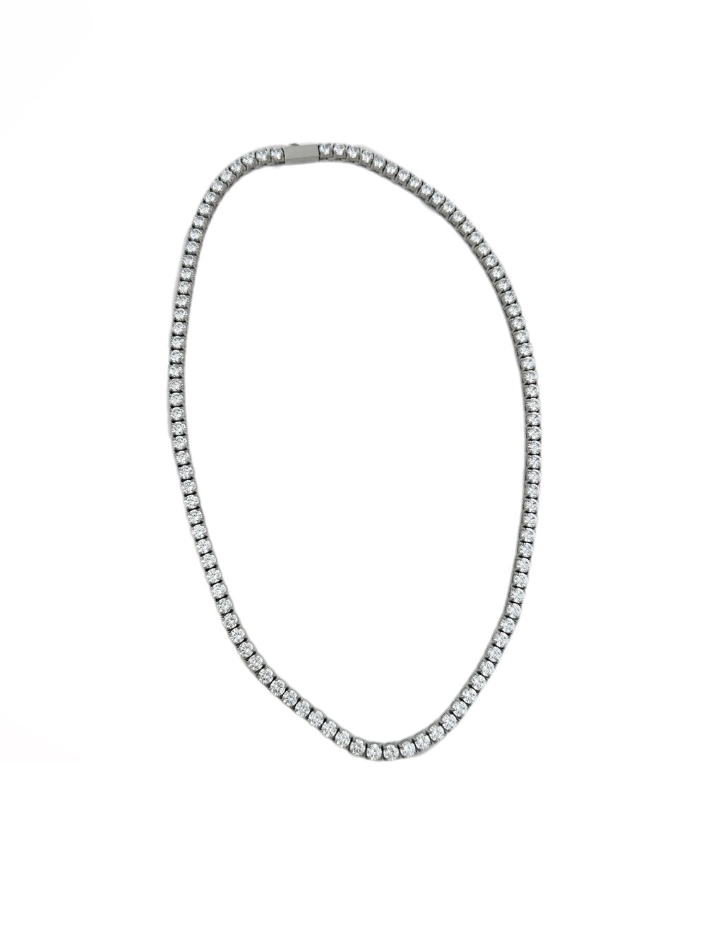 Çelik Gümüş Renk 3 MM Zirkon Taşlı Su Yolu Kolye ( 46 Cm )