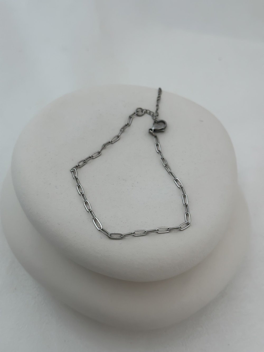 Çelik İç İçe Geçmeli Oval Plaka Zincir Halhal (27cm)