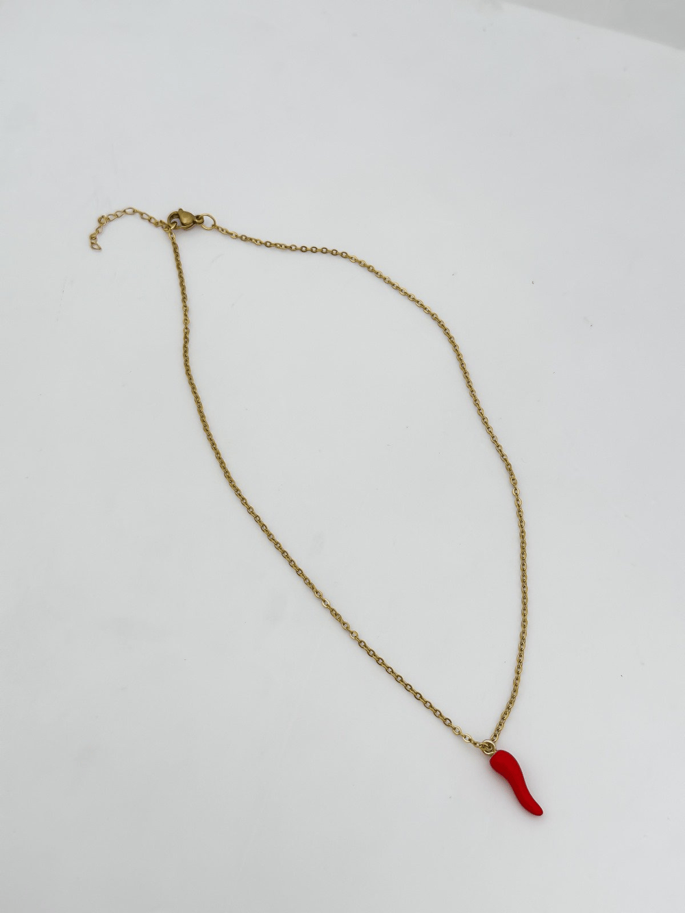 Çelik İtalyan Şans Boynuzu Figür Uç Kolye (40 Cm)
