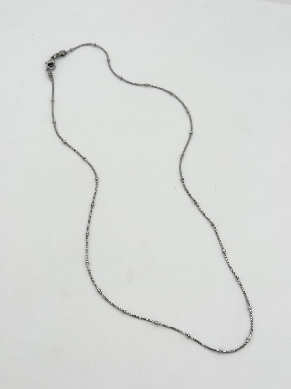 Çelik Topçuk Detay Boru İtalyan Zincir Kolye (52Cm)