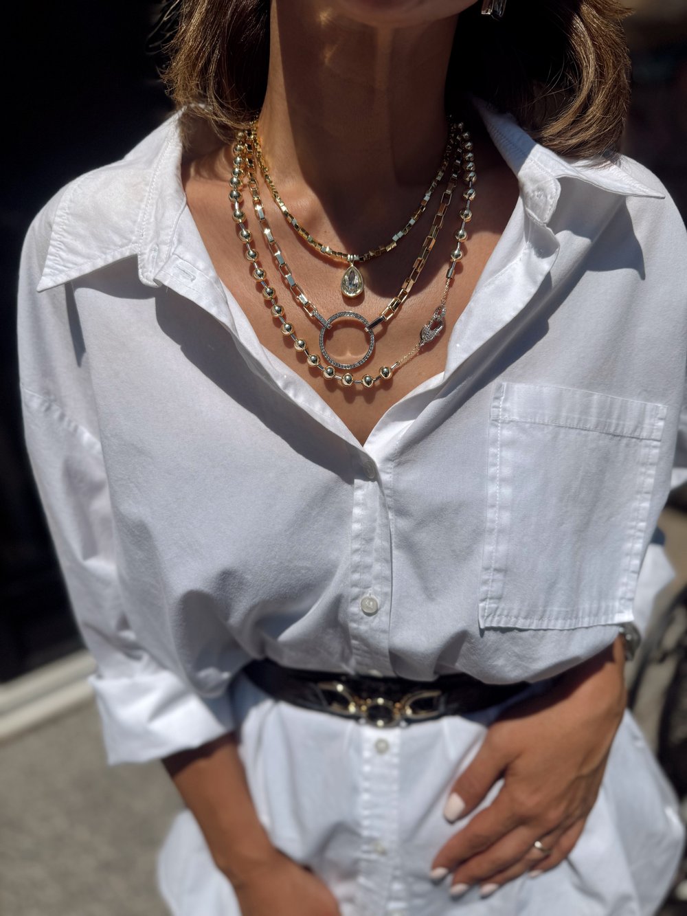 Damla Kristal Taş Model Kare Plaka Sıralı Kolye Kombini