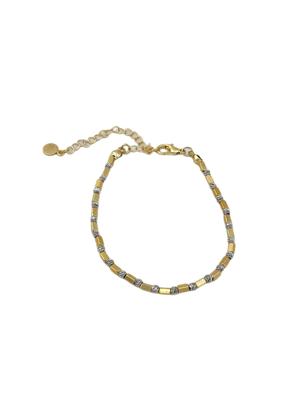 Gümüş Renk Dorika Detay Gold Çubuk Plaka Bileklik ( 24 Cm )