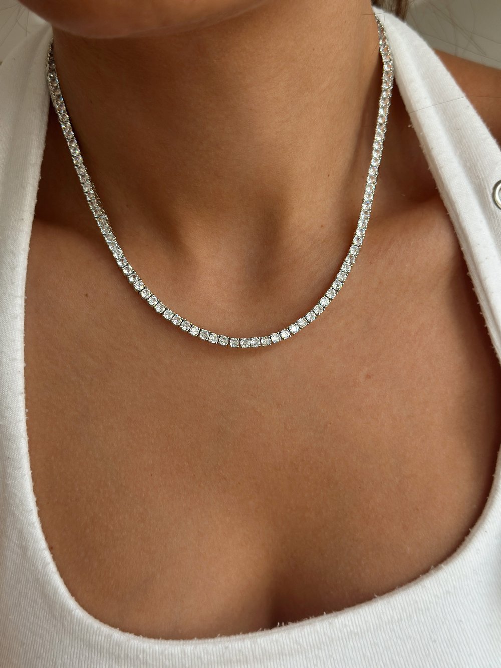Özel Seri 2 MM Zirkon Taşlı Su Yolu Kolye ( 42 Cm )