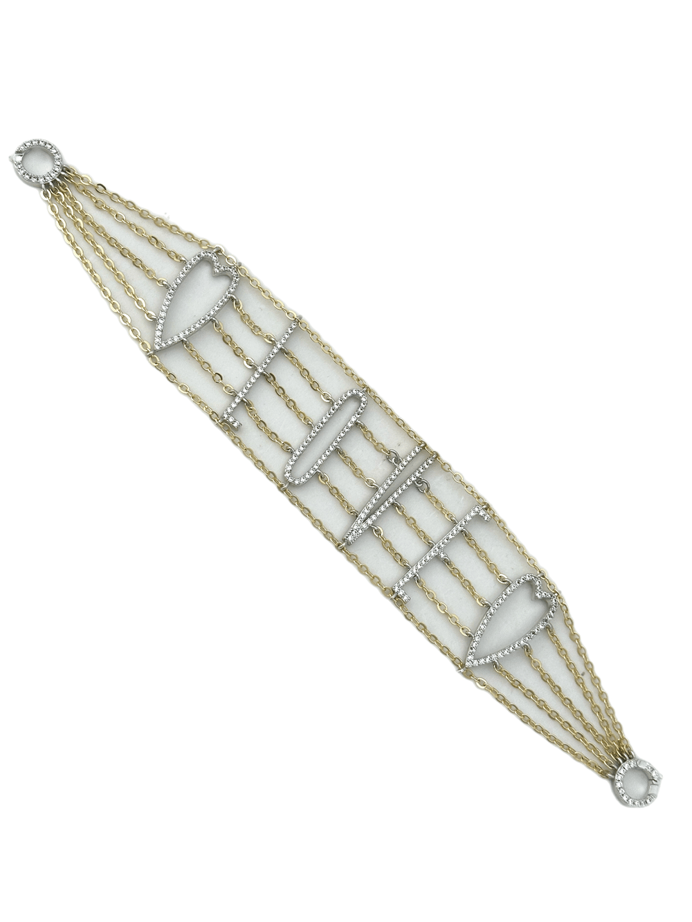 Özel Seri İki Renkli Zirkon Taşlı Love Yazılı Bileklik (19 Cm)