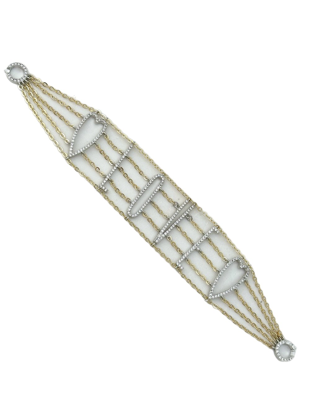 Özel Seri İki Renkli Zirkon Taşlı Love Yazılı Bileklik (19 Cm)