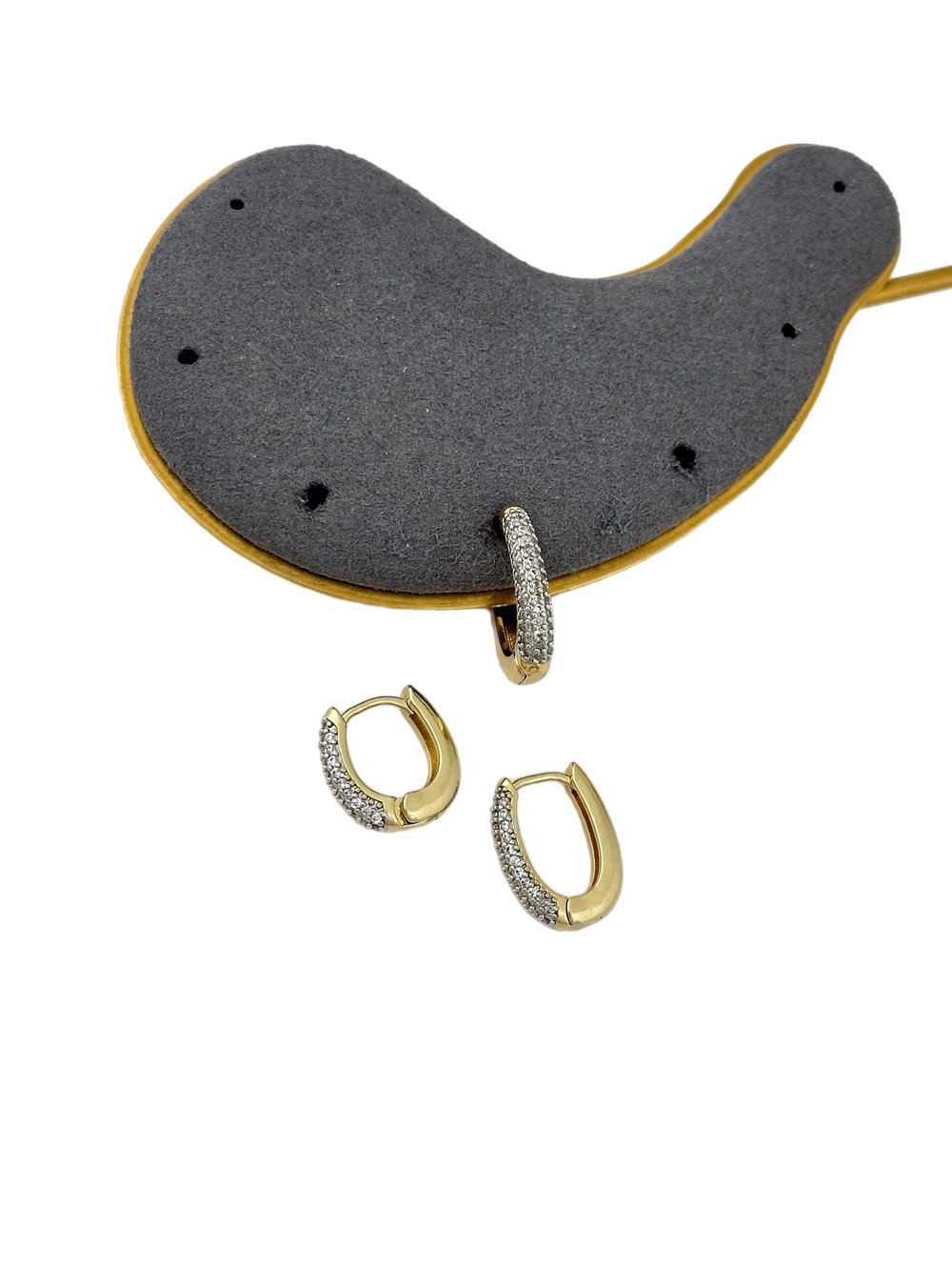 Özel Seri İki Renkli Zirkon Taşlı Oval Halka Üçlü Set Küpe