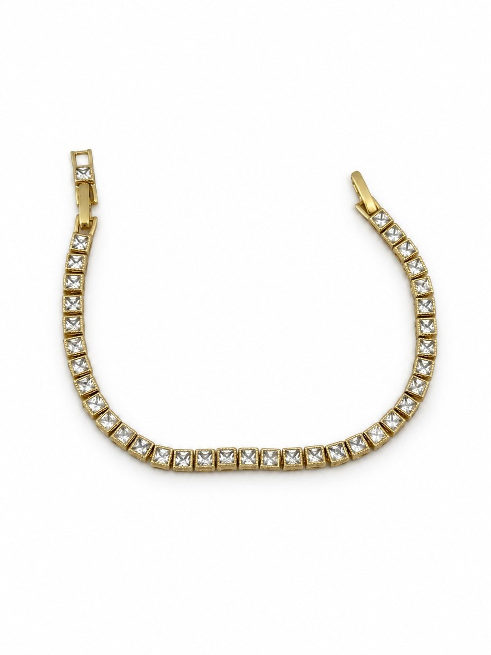Özel Seri İşlemeli Plaka Üzeri Kare Zirkon Taş Su Yolu Bileklik ( 19 Cm )