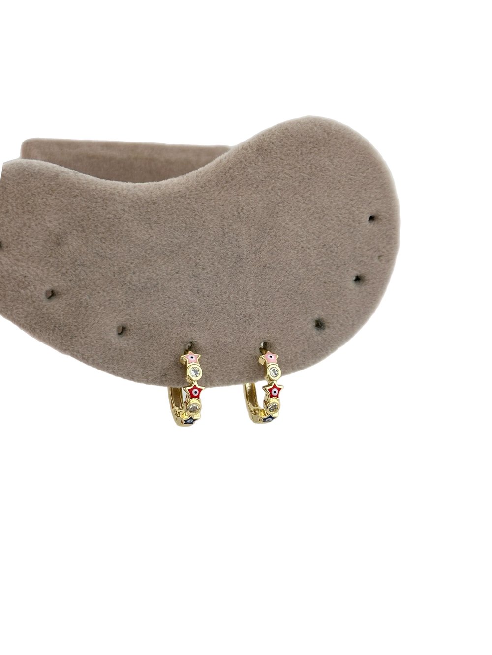 Özel Seri Renkli Yıldız Figür Nazar Detay Halka Küpe (İç Çap:1.3 Cm)