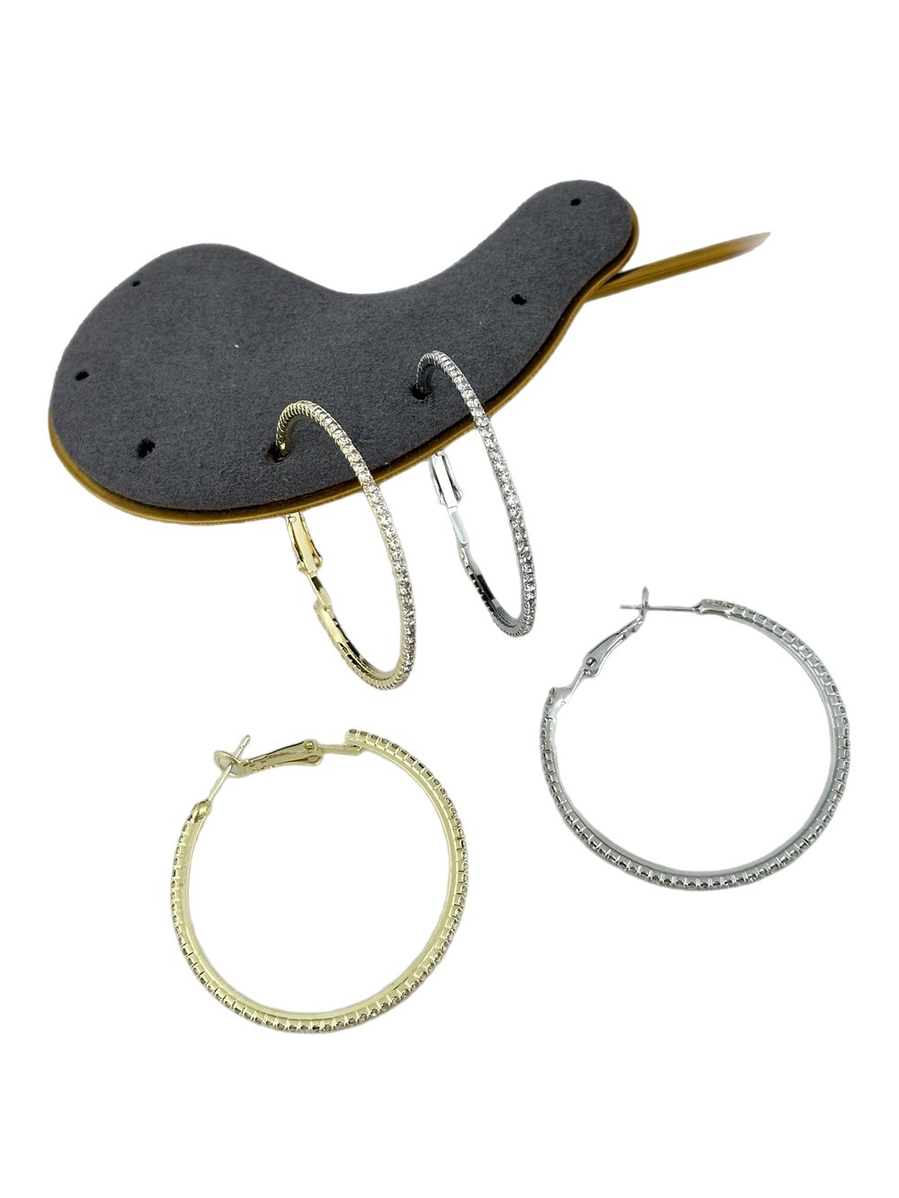 Özel Seri Zirkon Taş Sıralı Su Yolu Halka Küpe (İç Çap:3.8 Cm)