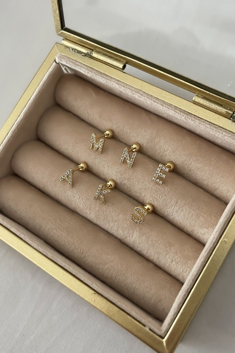 Özel Seri Zirkon Taşlı Gold  Harf Piercing
