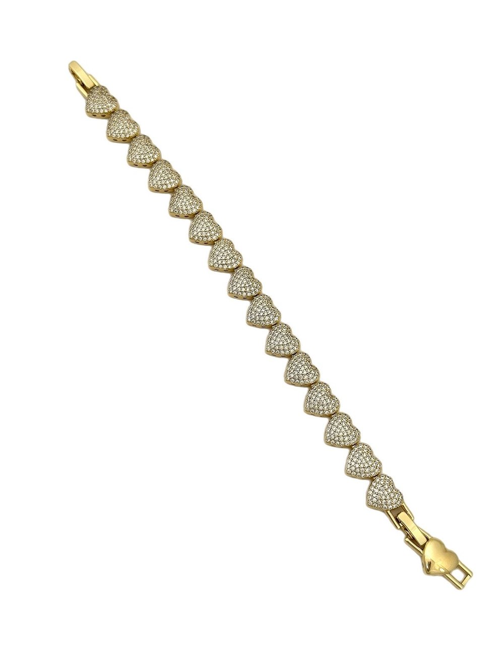 Özel Seri Zirkon Taşlı Kalp Sıralı Bileklik (19 Cm)