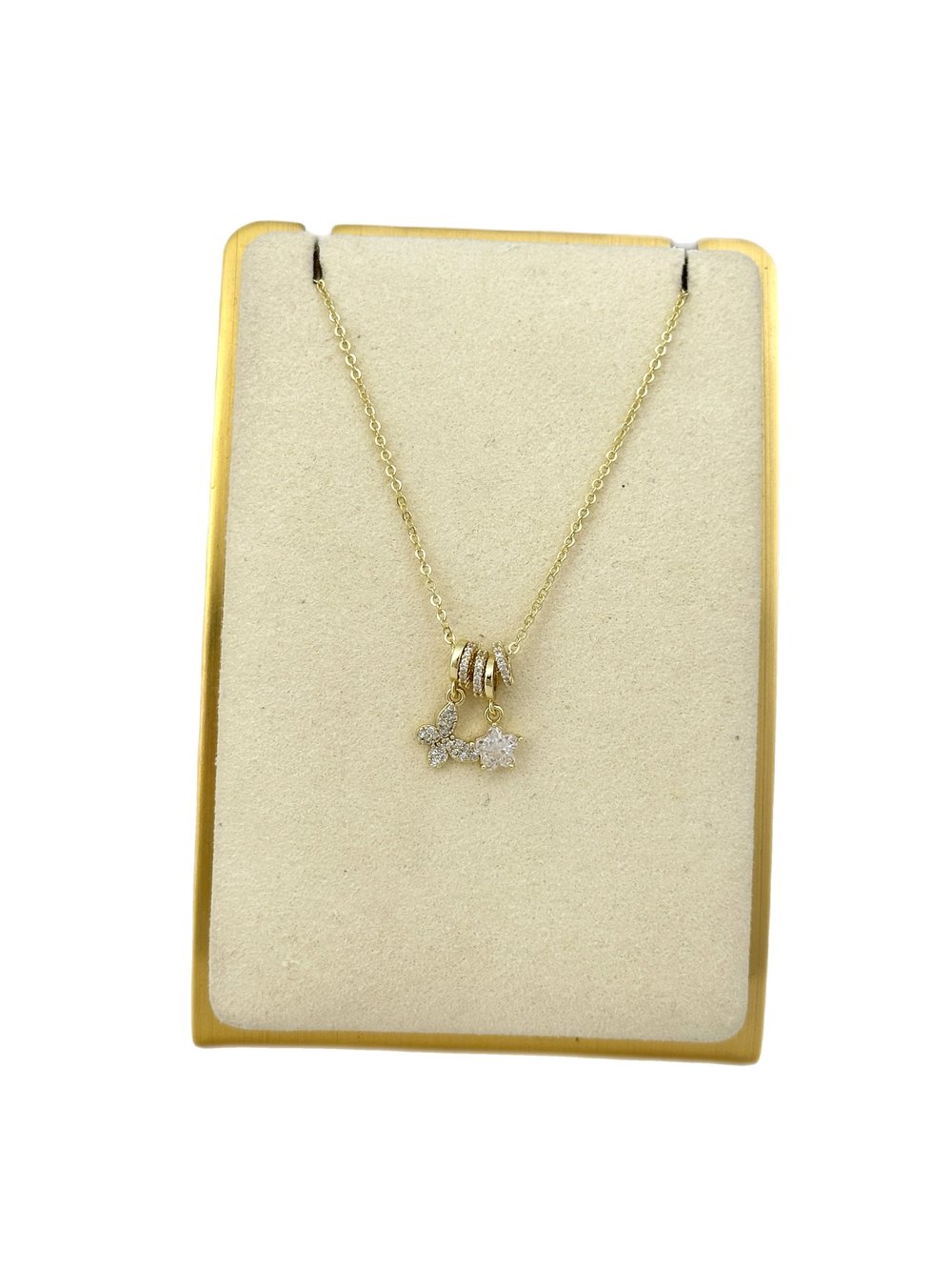 Özel Seri Zirkon Taşlı Kelebek Figür Charm Kolye ( 52 Cm )