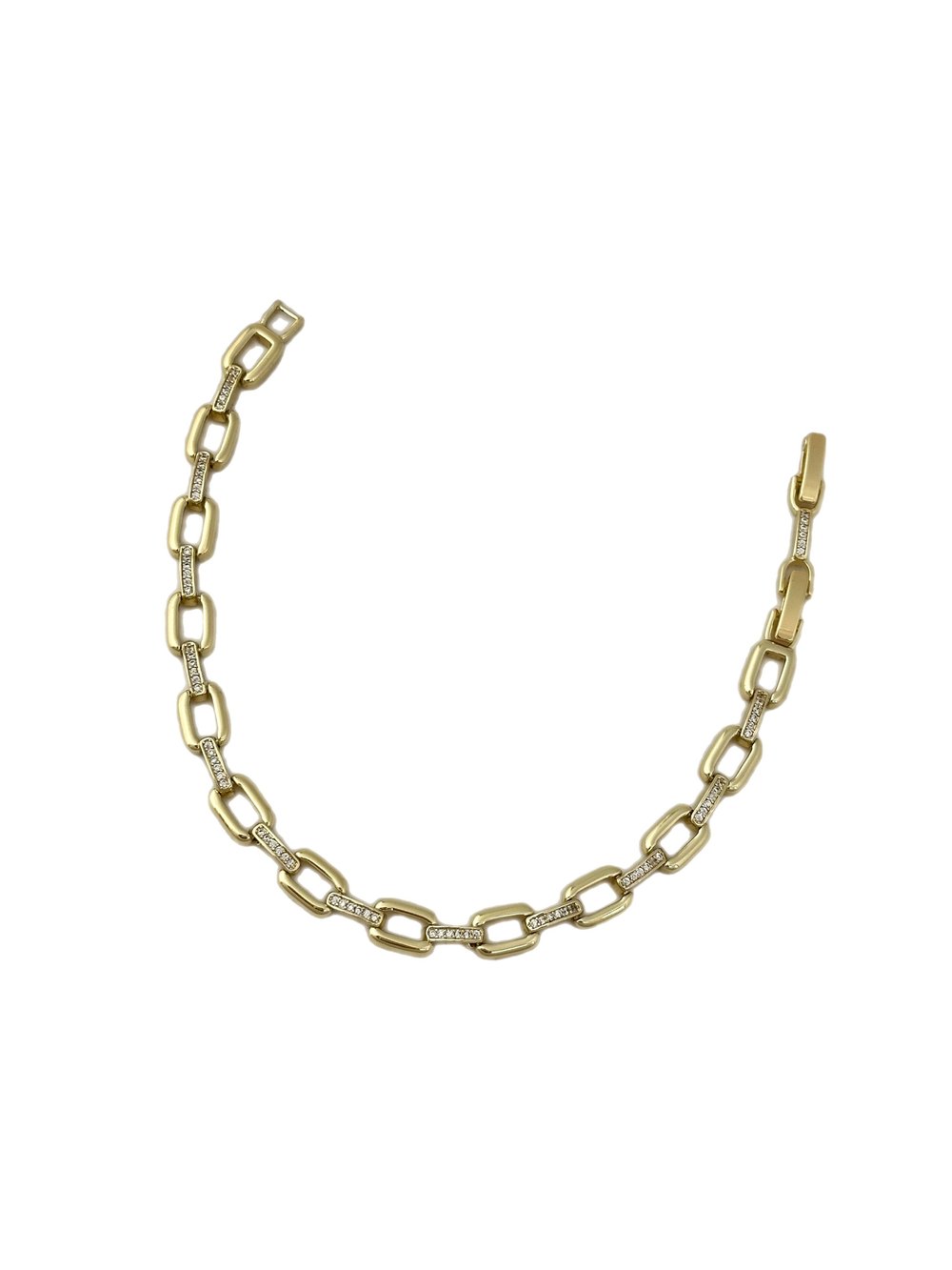Özel Seri Zirkon Taşlı Şerit Detay Dikdörtgen Plaka Sıralı Bileklik (21 Cm)