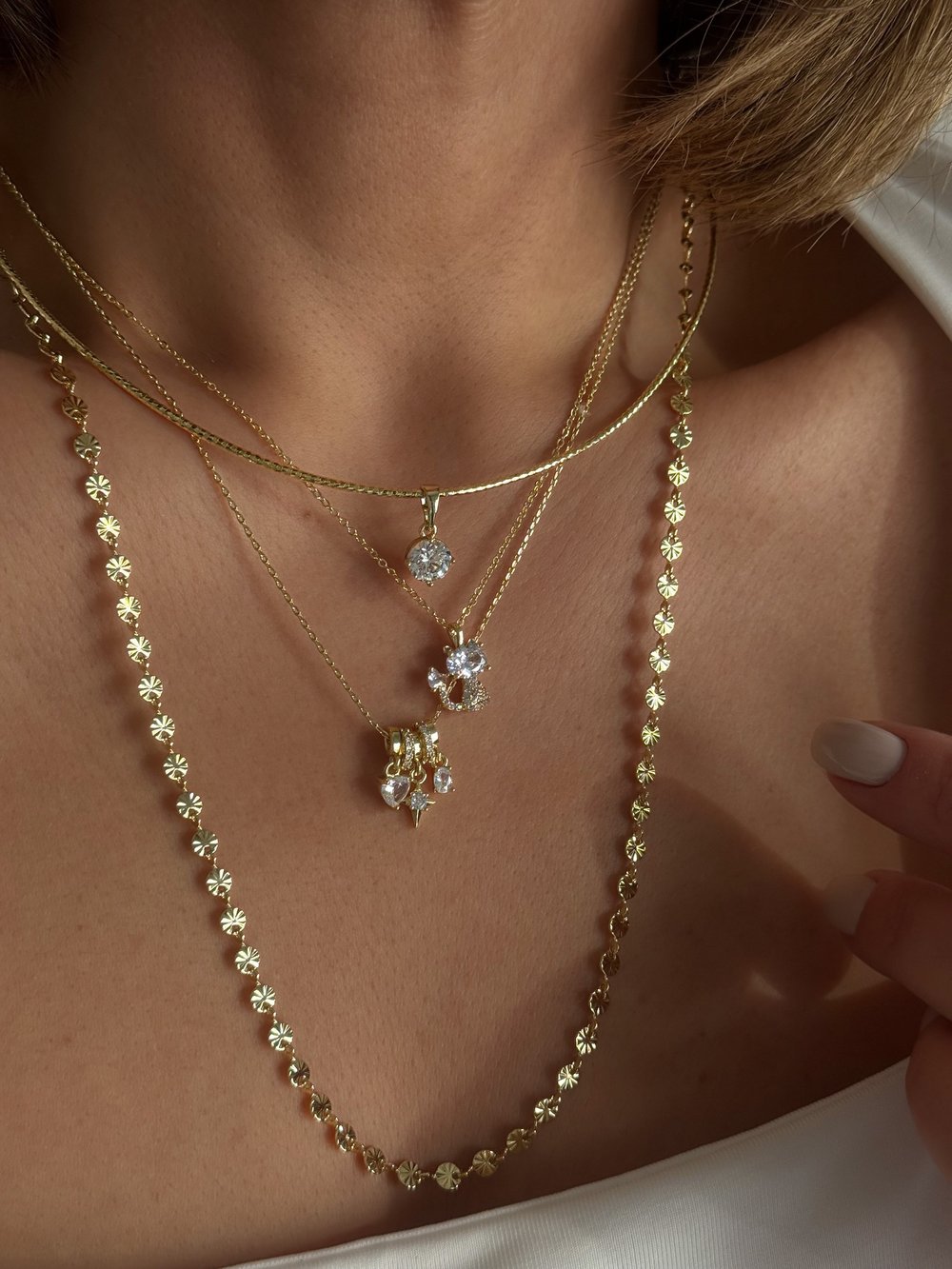 Zirkon Taş Detay Tel Choker Kolye Kombini