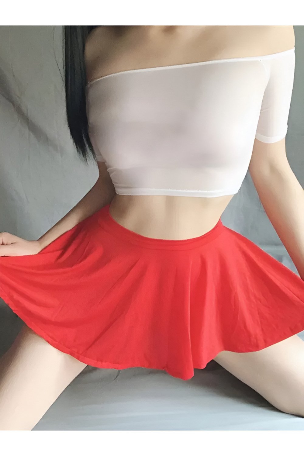 Kadın Şık Mini Pileli Kırmızı Etek