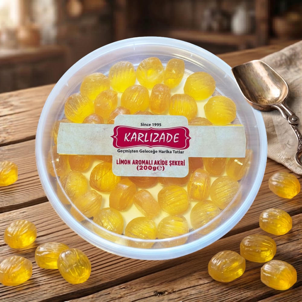 Limon Aromalı Akide Şekeri 200 Gr Kova