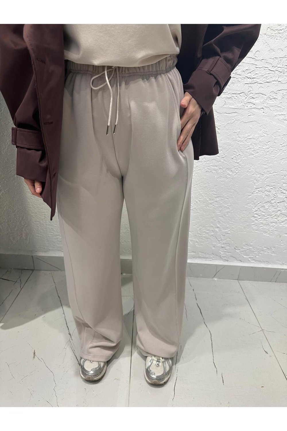 İkol Bol Paça Pantolon Krem