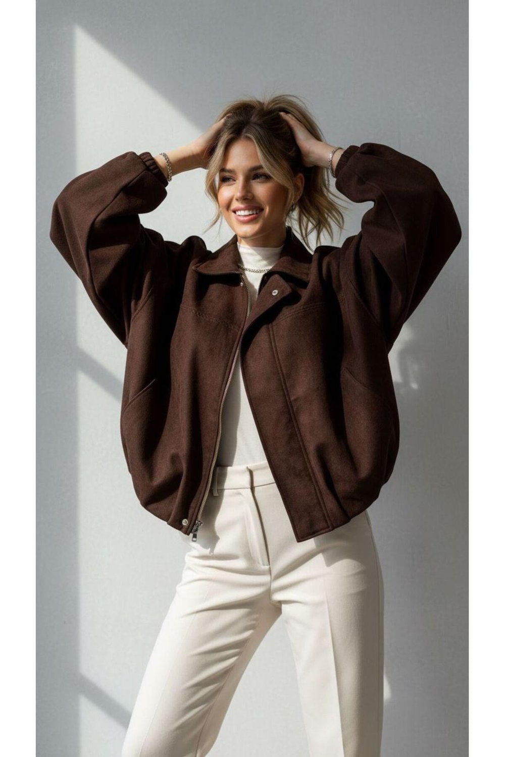 Oversize Bomber Süet Ceket