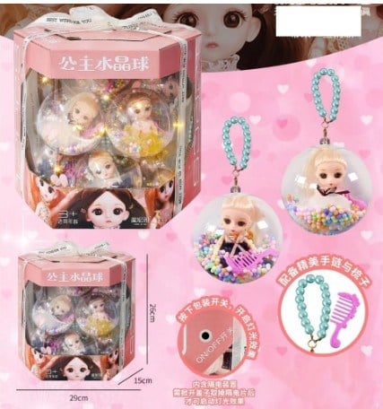12 Lİ IŞIKLI DİSPLAYDE CRİSTAL TOPLAR İÇİNDE MİNİ BEBEK SET