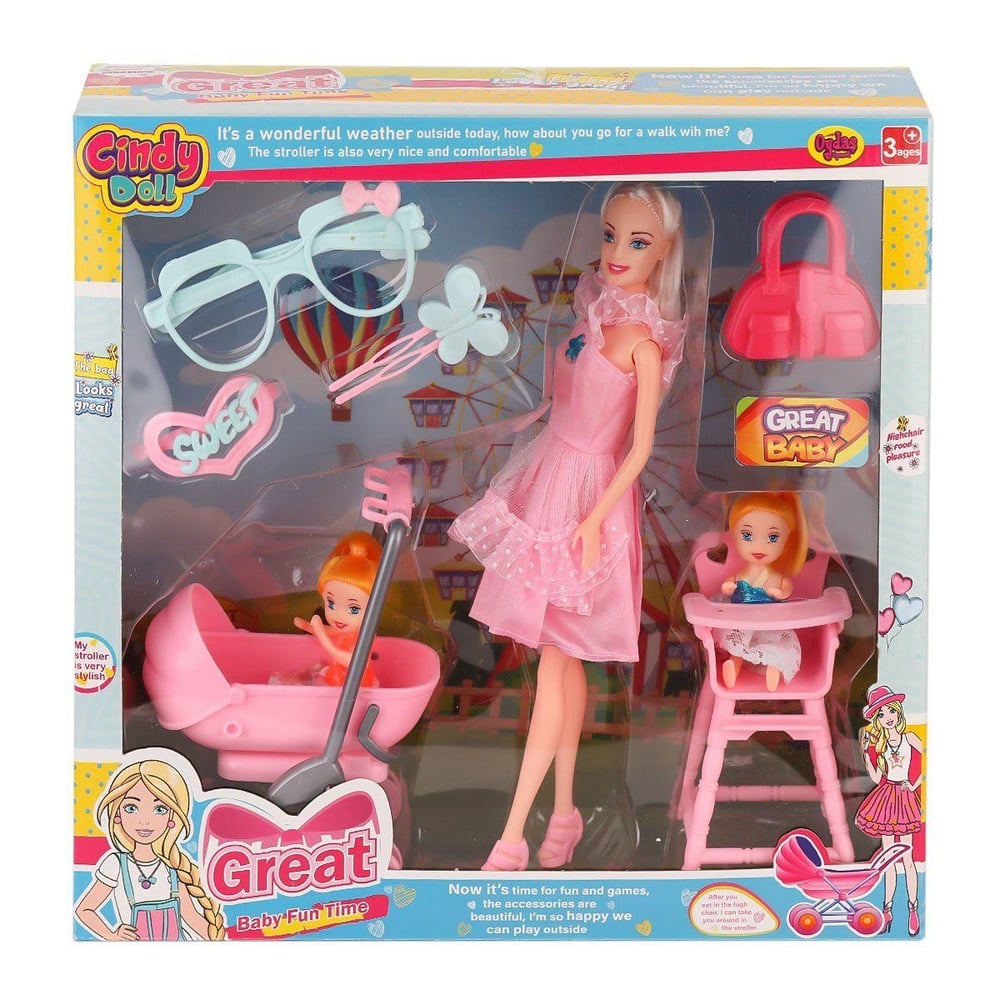 CINDY DOLL PUSETLİ MAMA SANDALYELİ BEBEK
