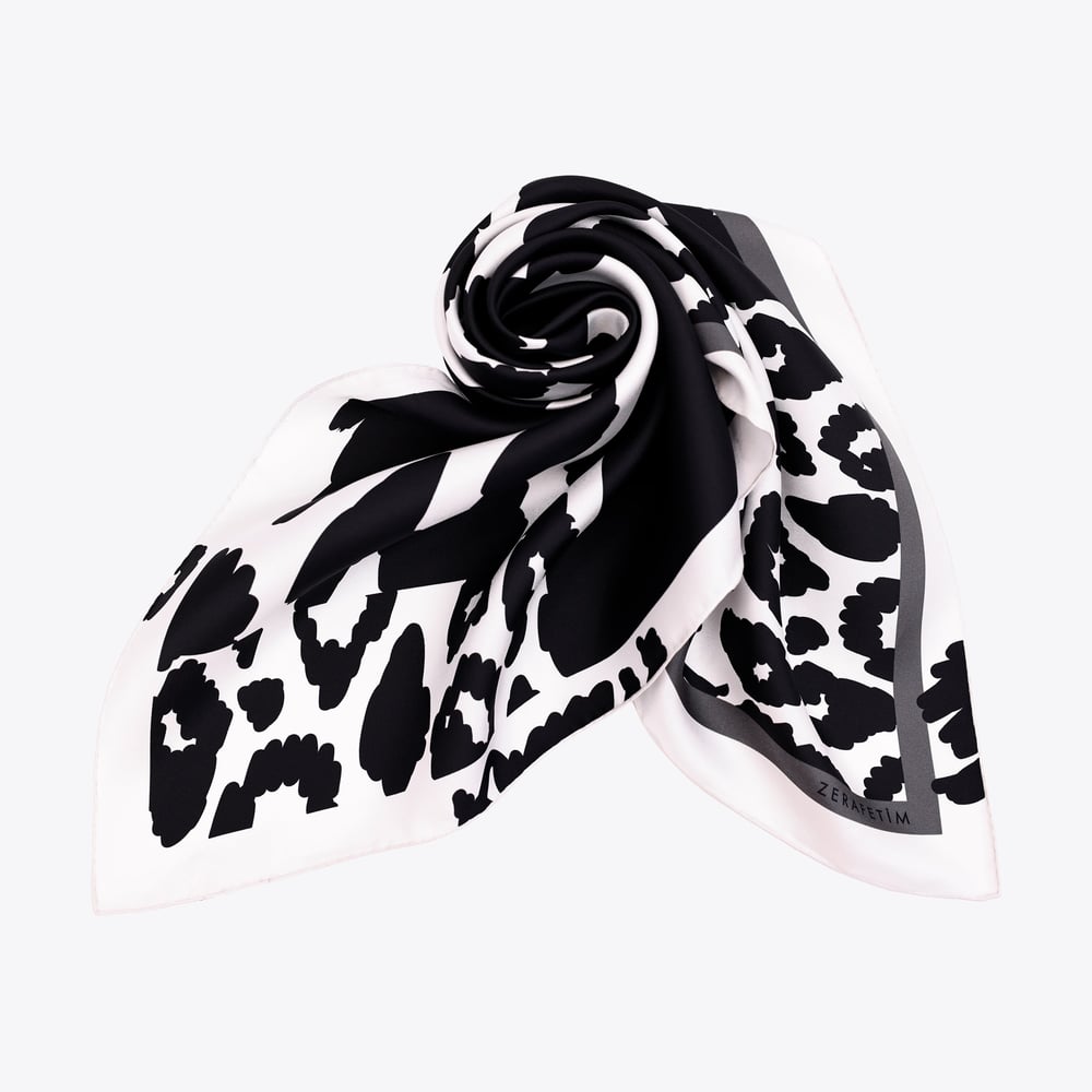 Baskı Leopar Desen İpek Twill Eşarp
