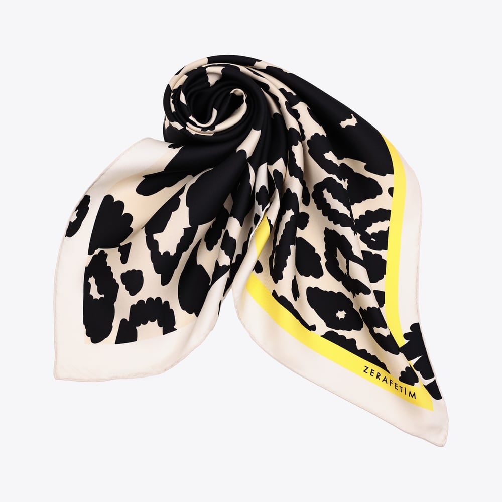 Baskı Leopar Desen İpek Twill Eşarp