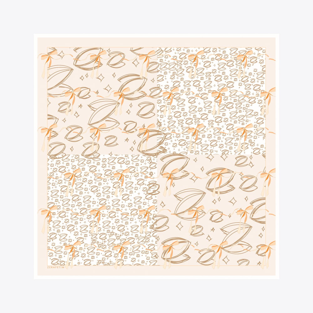 Kurdele Z Logo Desen İpek Twill Eşarp