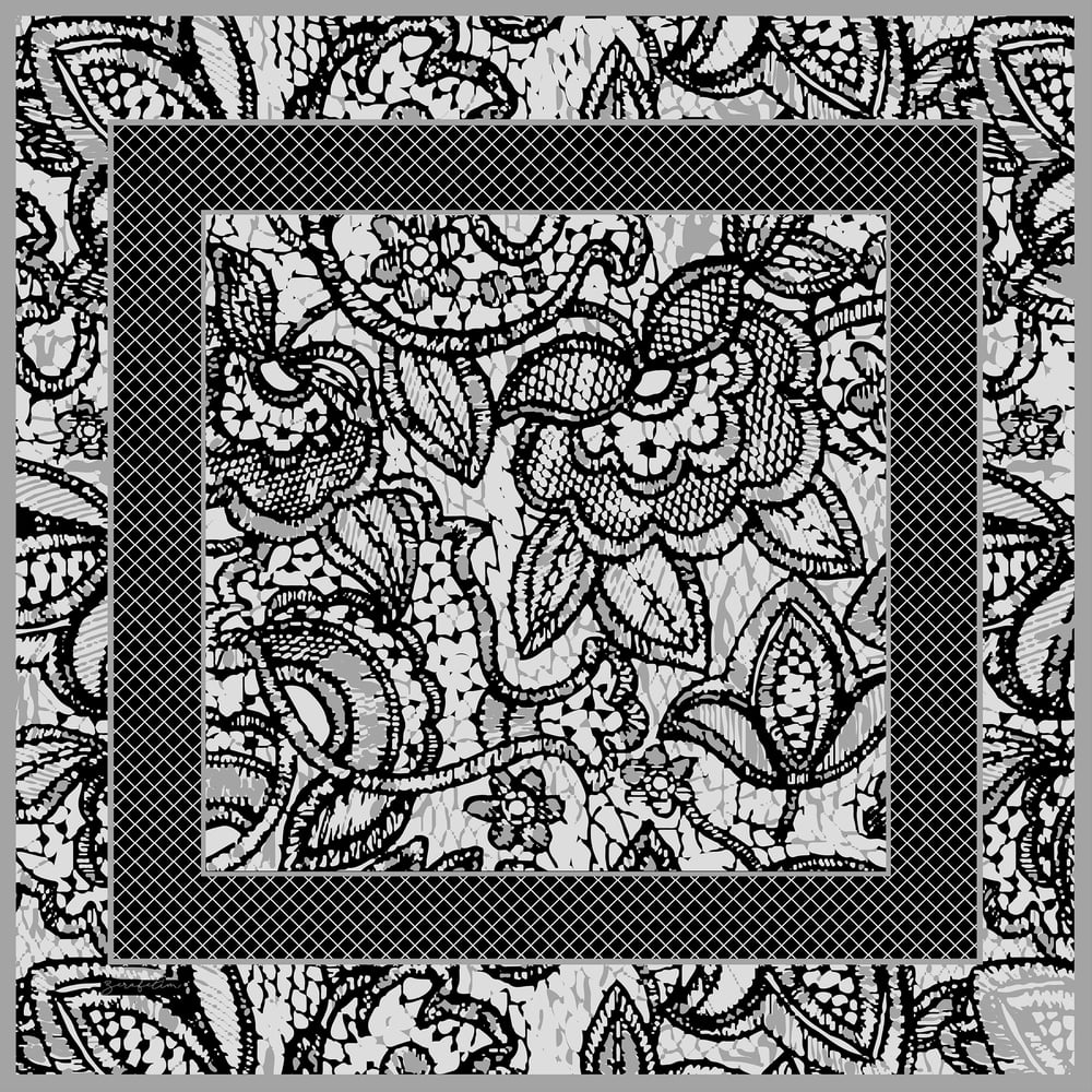 Lace Desen İpek Twill Eşarp