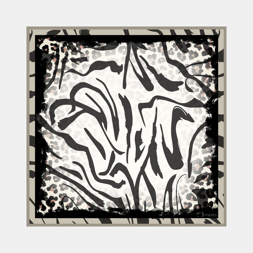 Zebra Desen İpek Twill Eşarp