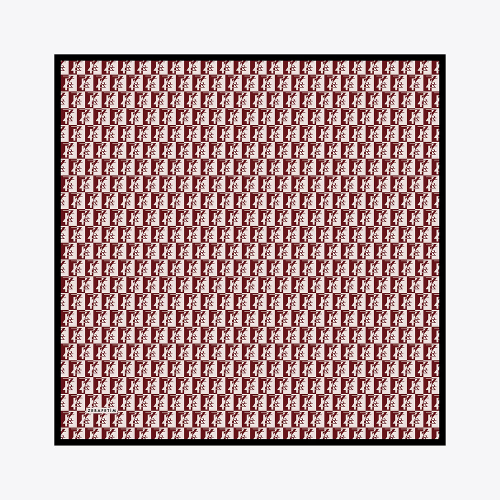 Zrf Monogram Desen İpek Twill Eşarp