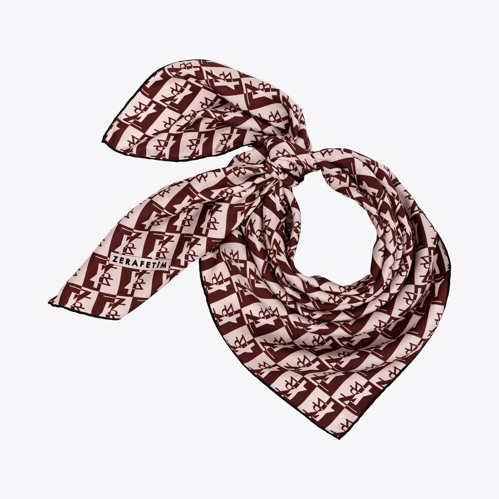 Zrf Monogram Desen İpek Twill Eşarp