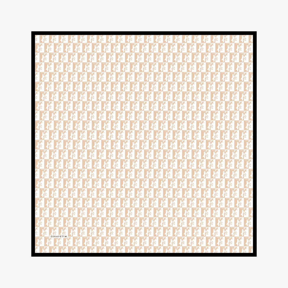 Zrf Monogram Desen İpek Twill Eşarp