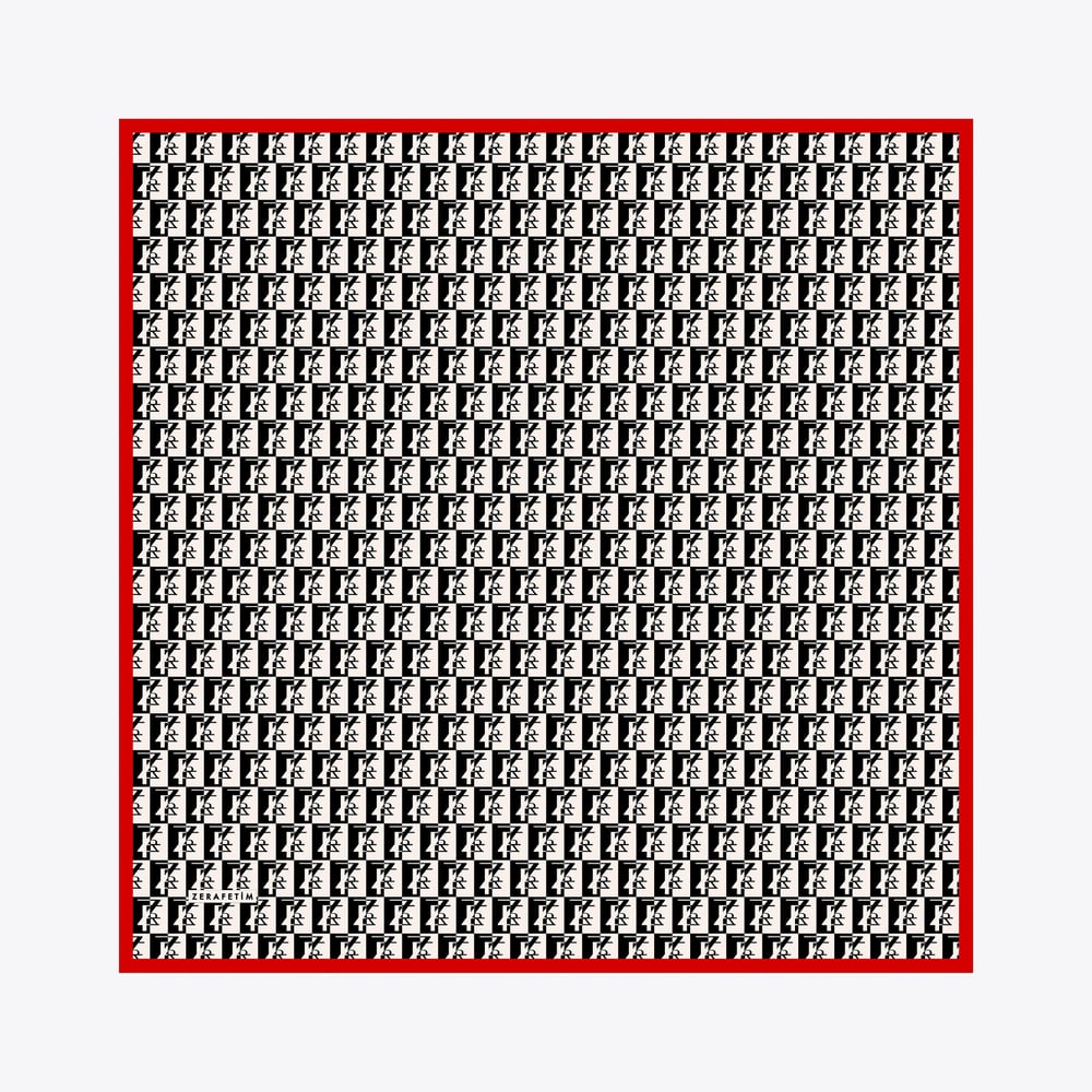 Zrf Monogram Desen İpek Twill Eşarp