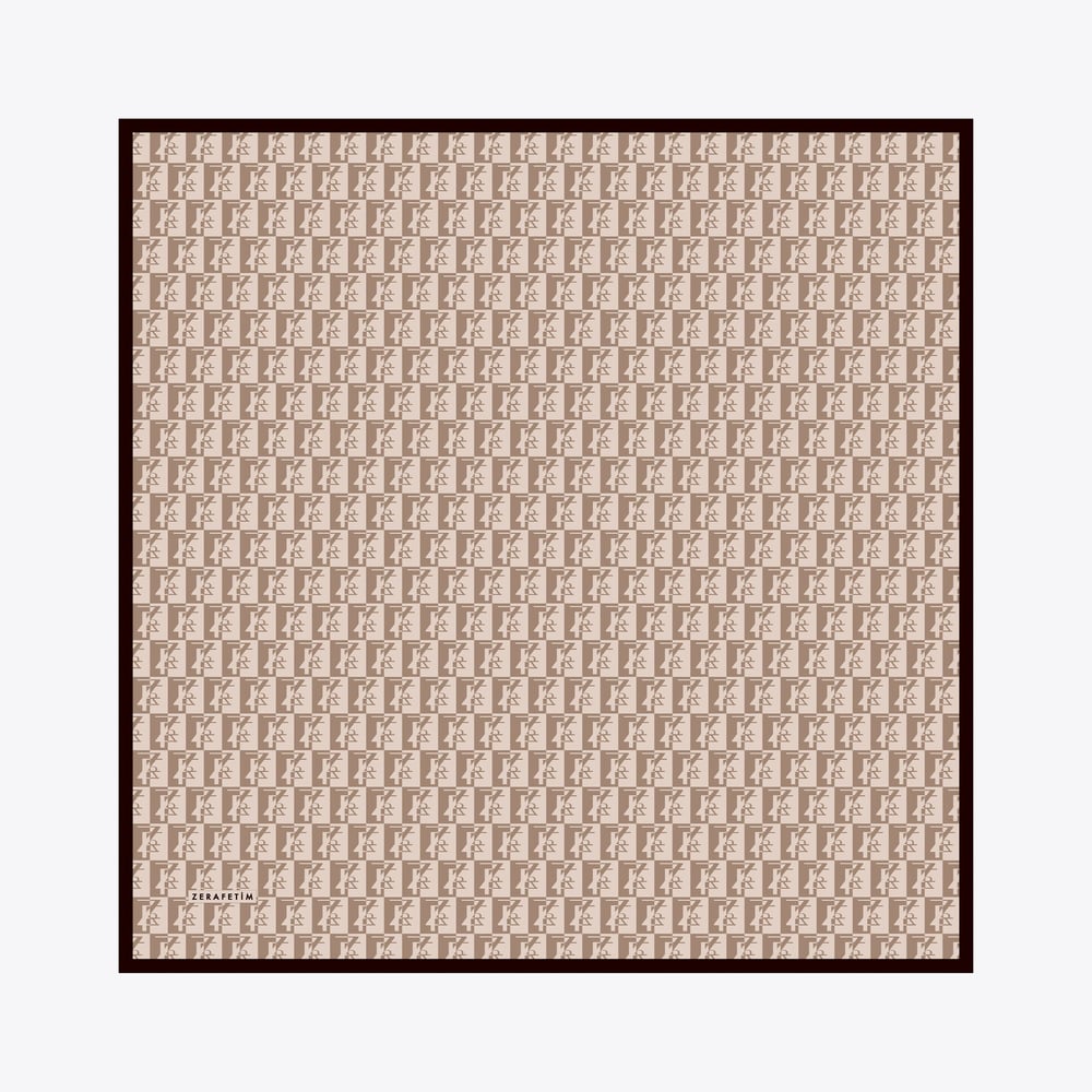 Zrf Monogram Desen İpek Twill Eşarp